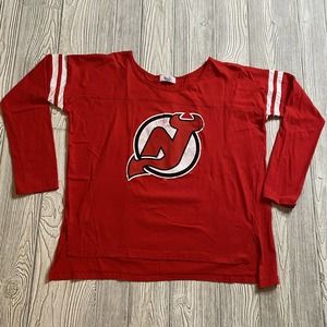 Touch by Alyssa Milano New Jersey Devils LS Logo Tee Womens L Red NHL
